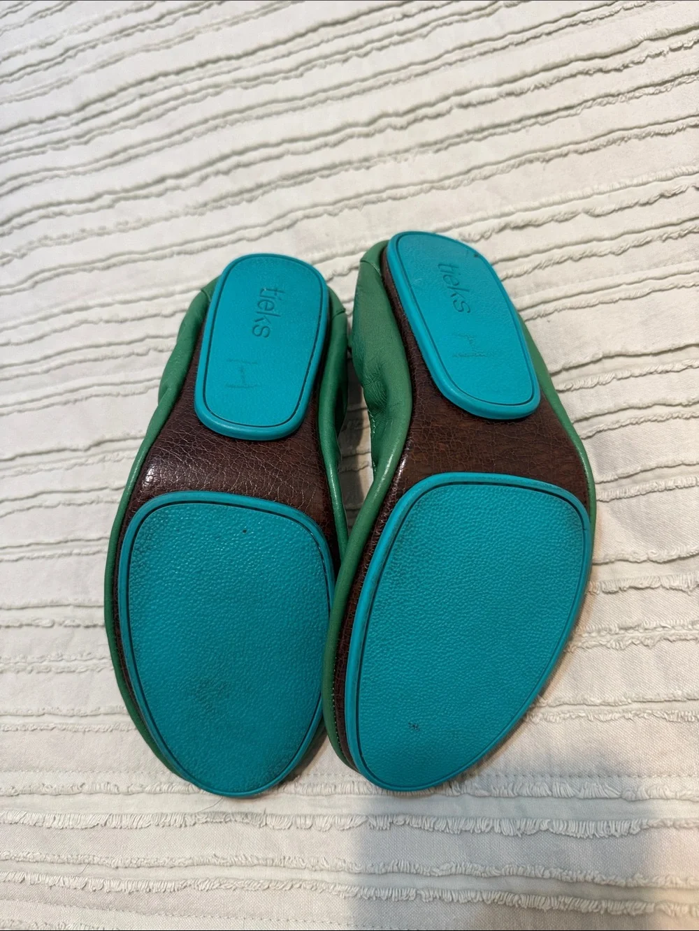 Tieks Green Leather Foldable Ballet Flats